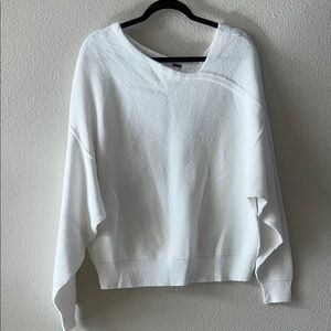 Free People V-Neck Cotton Blend Sweater in Optic White